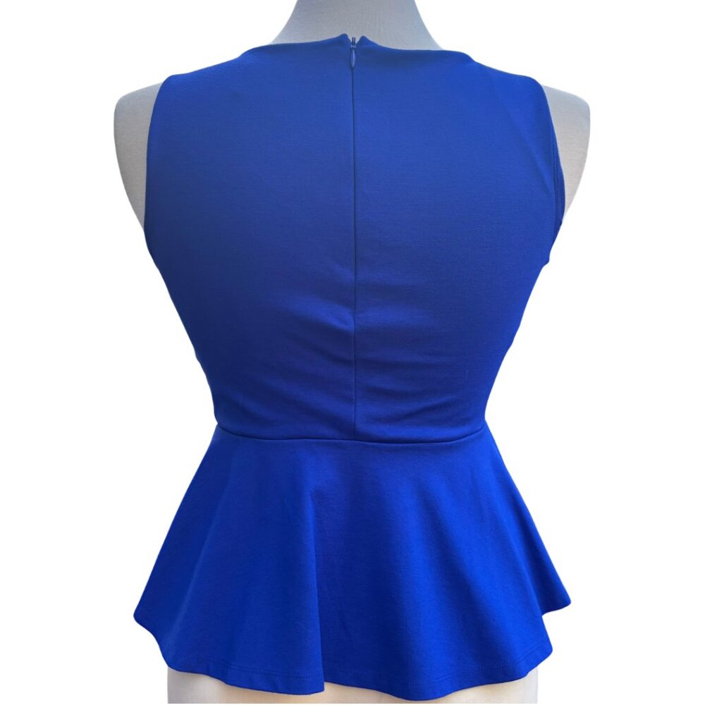 Philosophy Royal Blue Peplum Sleeveless Top Petite Small PS Career Party Stretch - Picture 2 of 4